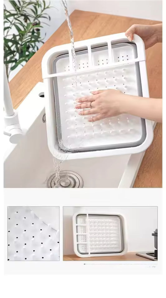 Foldable Dish Drying Rack with Utensil Holder – Space-Saving Kitchen Organizer