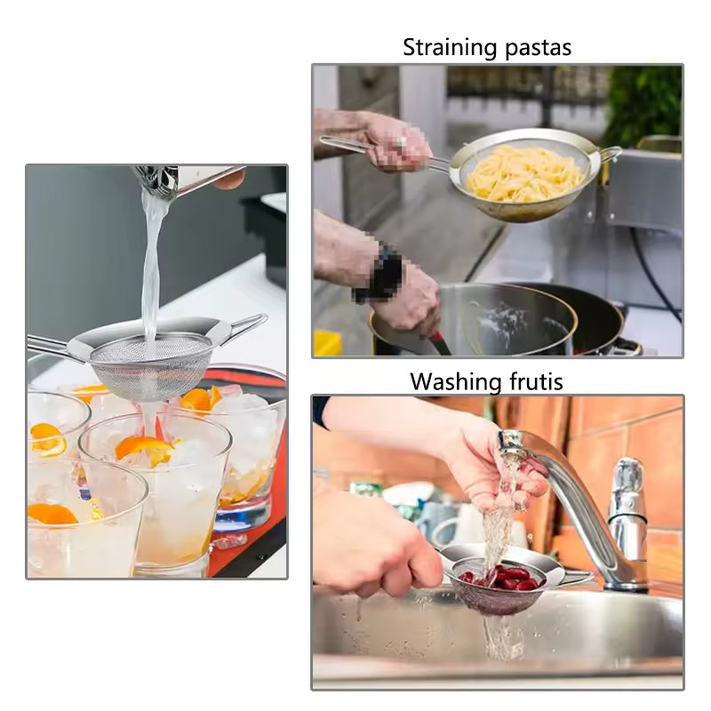 4-Piece Stainless Steel Fine Mesh Strainer Set (7/10/12/18 cm) – Multi-Purpose Kitchen Colanders