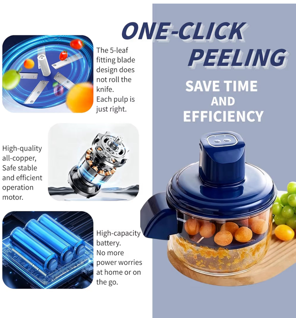 Automatic Fruit & Vegetable Peeler – One-Click Fast Peeling Machine for Home & Kitchen