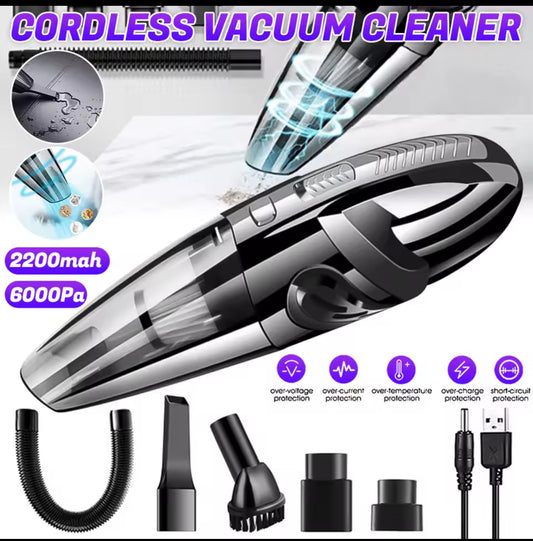 Cordless Handheld Vacuum Cleaner – Powerful 6000Pa Suction, Portable & Multi-Accessory Cleaning Tool