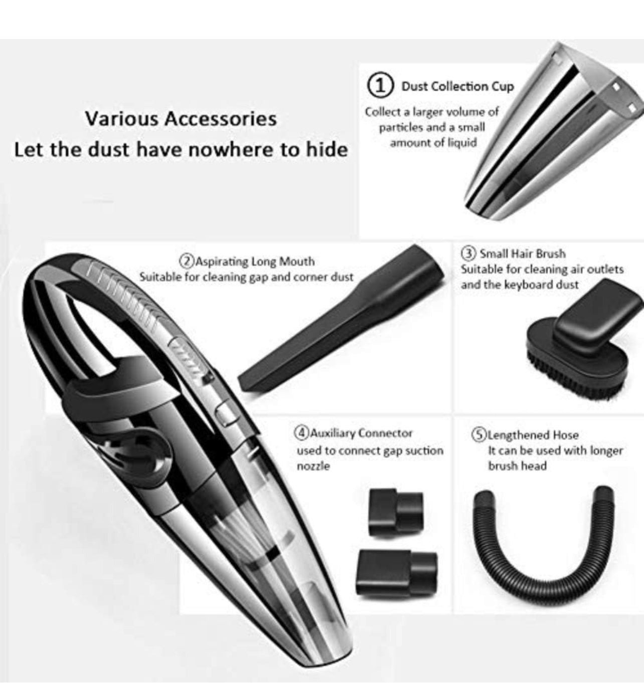 Cordless Handheld Vacuum Cleaner – Powerful 6000Pa Suction, Portable & Multi-Accessory Cleaning Tool