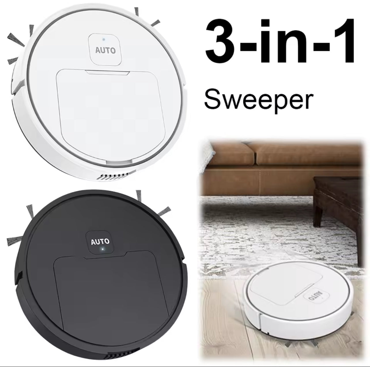 3-in-1 Smart Robot Sweeper – Automatic Vacuum, Sweep & Mop Cleaner