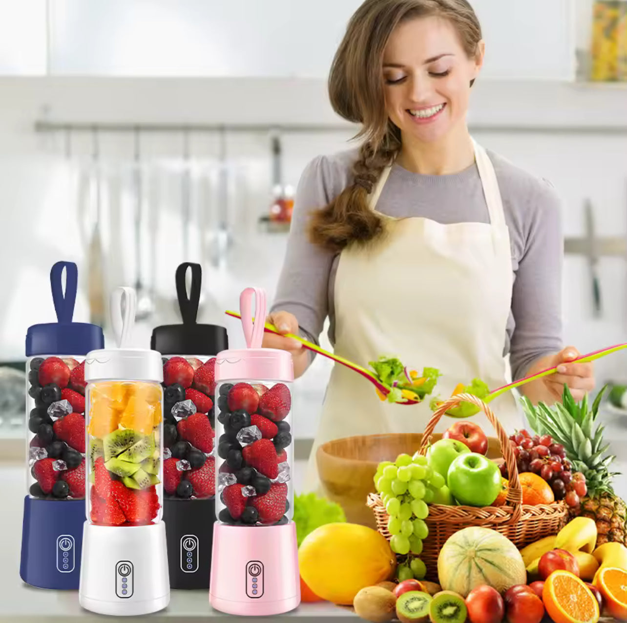 Portable Mini Blender Cup – USB Rechargeable Smoothie Maker for Fruits & Shakes