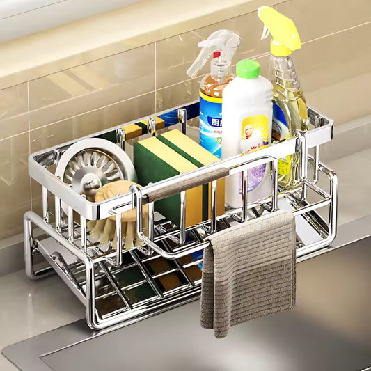 Stainless Steel Sink Organizer Rack – Rustproof Kitchen Storage & Drain Shelf