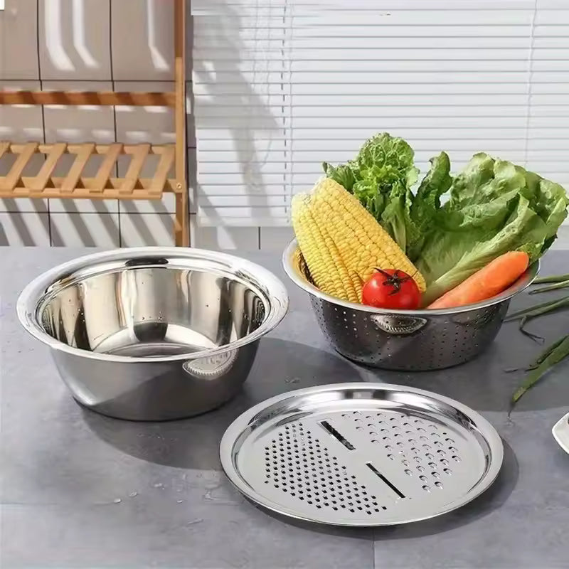 Stainless Steel Colander & Mixing Bowl Set with Grater Lid