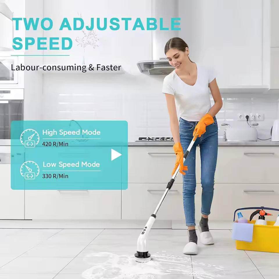 Multifunctional Electric Spin Scrubber with Adjustable Speed & Replaceable Brush Heads