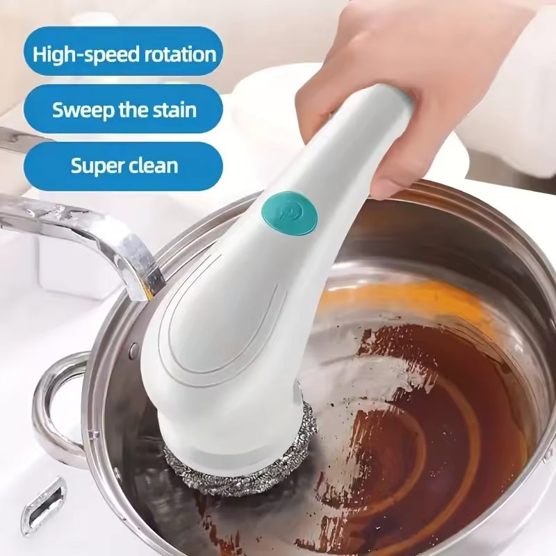 Electric Spin Scrubber – Powerful 360° Cordless Cleaning Brush with 5 Replaceable Heads