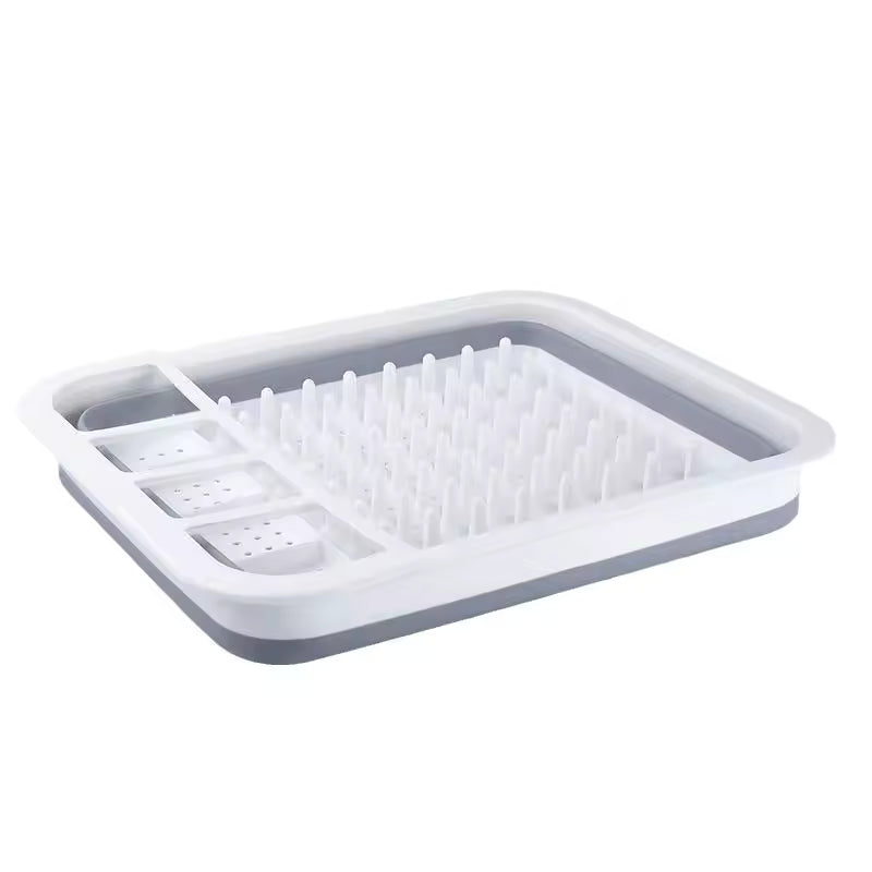 Foldable Dish Drying Rack with Utensil Holder – Space-Saving Kitchen Organizer