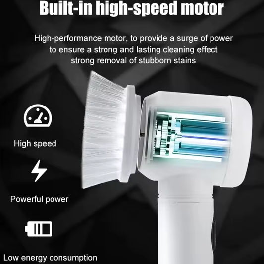 Multifunctional Electric Cleaning Brush – Powerful 360° Rotating Scrubber with Multiple Brush Heads