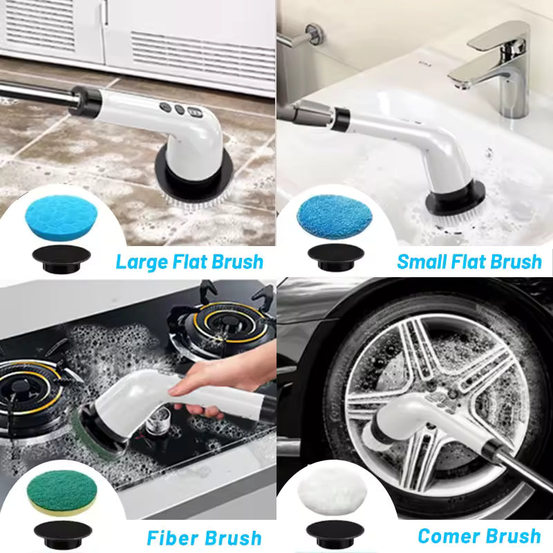 Multifunctional Electric Spin Scrubber with Adjustable Speed & Replaceable Brush Heads