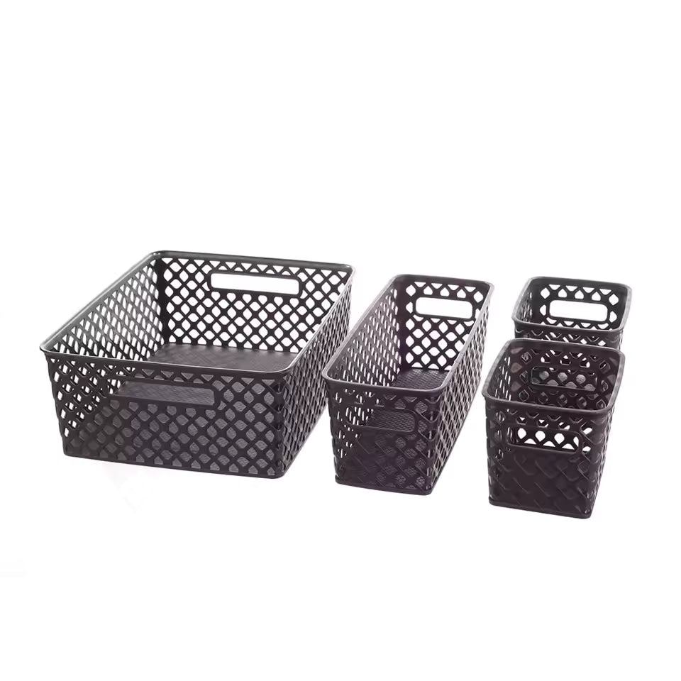 4-Piece Storage Organizer Bins – Multipurpose Home & Kitchen Organization Set