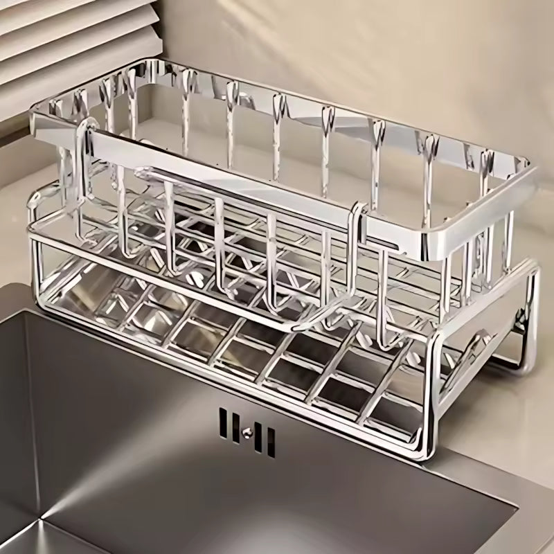 Stainless Steel Sink Organizer Rack – Rustproof Kitchen Storage & Drain Shelf