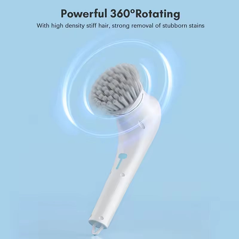 Electric Spin Scrubber – Powerful 360° Cordless Cleaning Brush with 5 Replaceable Heads