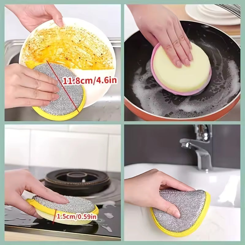Double-Sided Heavy Duty Kitchen Cleaning Sponge – Reusable Oil & Stain Remover Scrubber