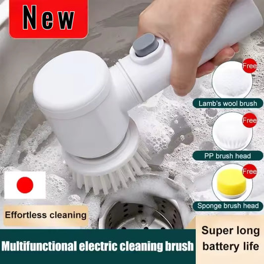 Multifunctional Electric Cleaning Brush – Powerful 360° Rotating Scrubber with Multiple Brush Heads